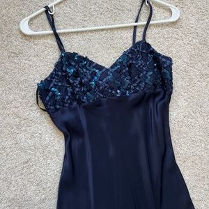 maxi satin navy blue dress size 3/4